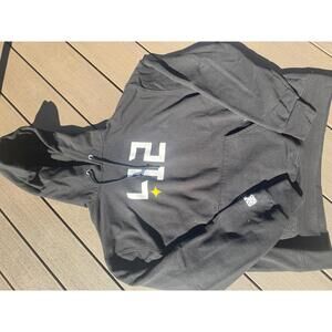 Four One Two Black Hoodie with Logo Print Large